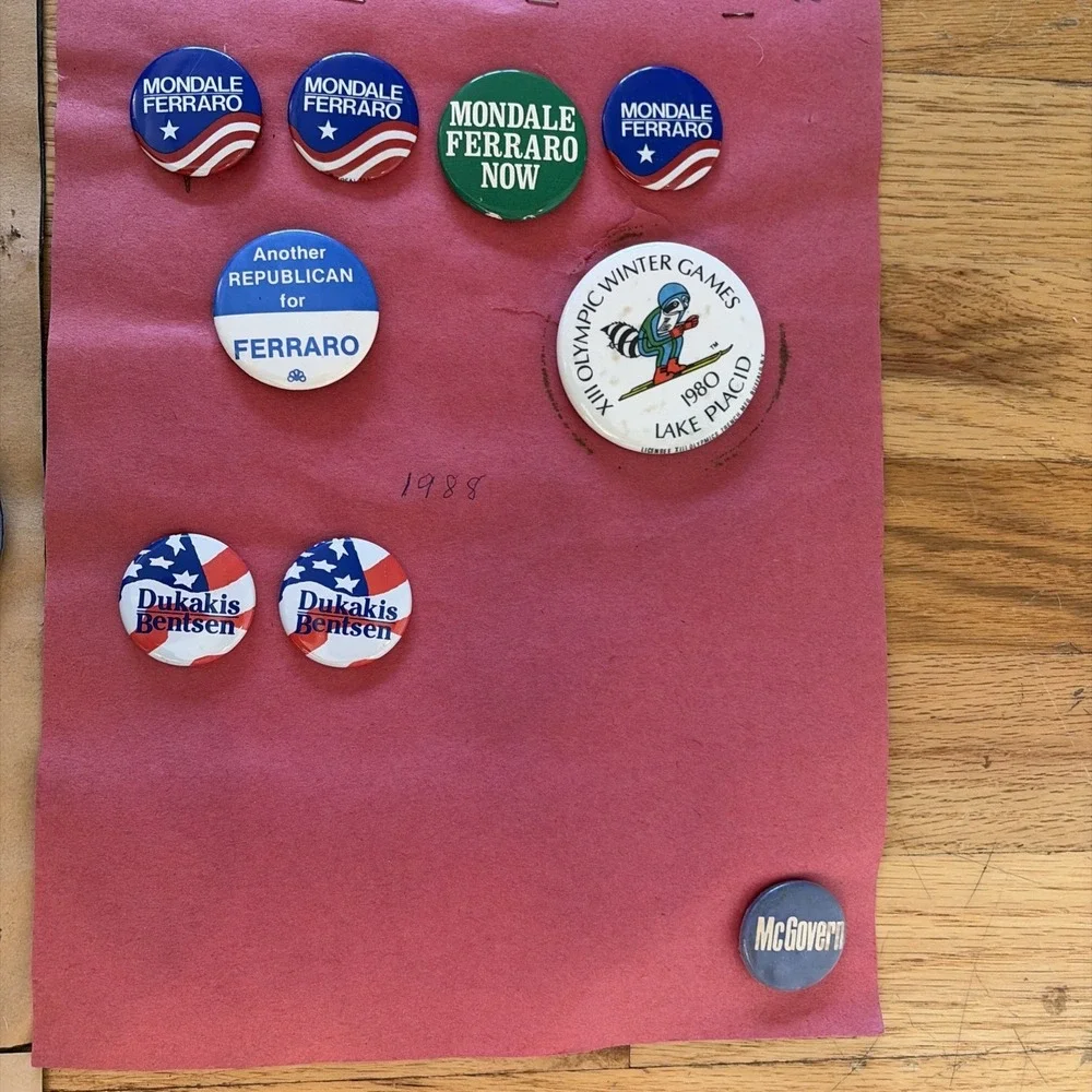 Vintage‎ 1980s Political Pin Back Buttons Lot NY Long Island Suffolk